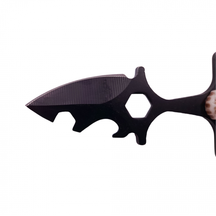 Cutit tactic de vanatoare IdeallStore®, Broken Silence, 8 cm, negru, teaca cu lant inclusa [6]