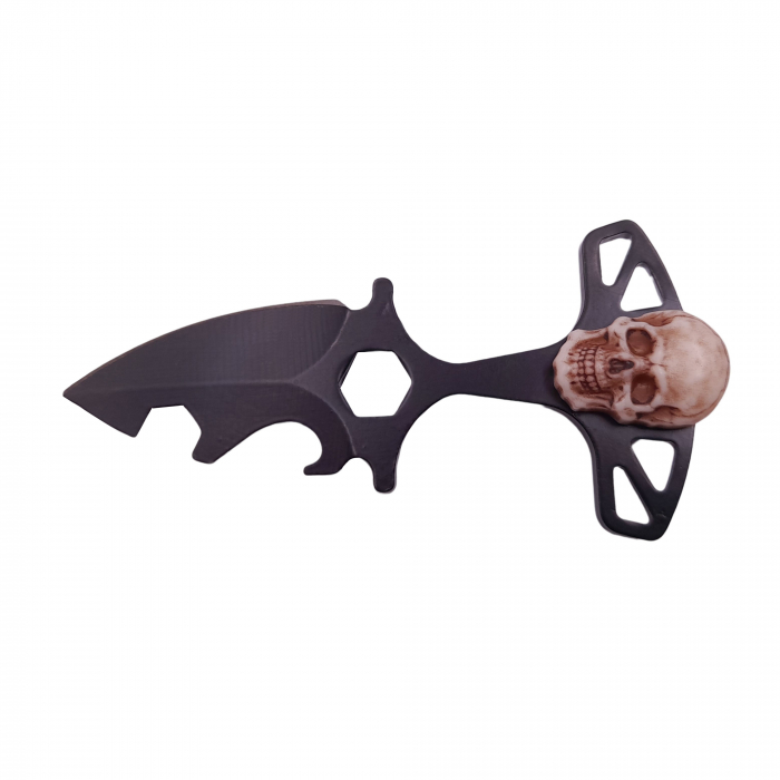 Cutit tactic de vanatoare IdeallStore®, Broken Silence, 8 cm, negru, teaca cu prindere curea [2]