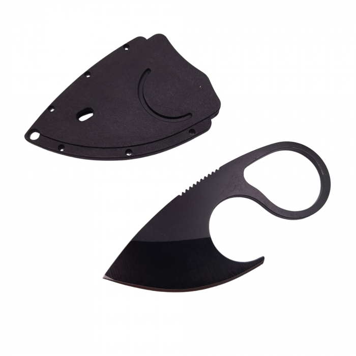 Cutit tactic de vanatoare IdeallStore®, Broken Trust, 8 cm, teaca cu lant inclusa, negru [2]