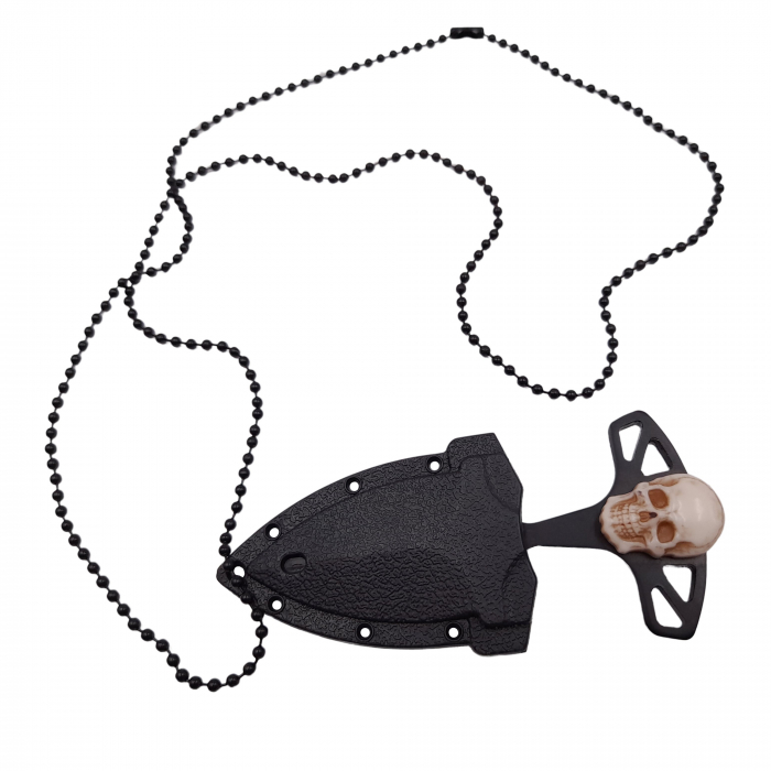 Cutit tactic de vanatoare IdeallStore®, Dead Silence, 8 cm, negru, teaca cu lant inclusa [6]