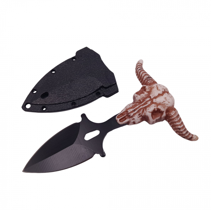 Cutit tactic de vanatoare IdeallStore®, Death Valley, 8.5 cm, negru, teaca cu lant inclusa [2]