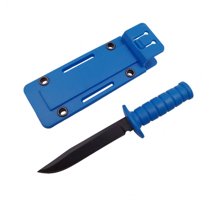 Cutit tactic de vanatoare IdeallStore®, Military Convoy, 10 cm, teaca cu lant inclusa, albastru [2]