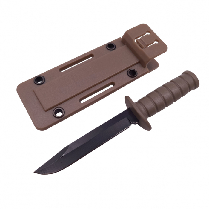 Cutit tactic de vanatoare IdeallStore®, Military Convoy, 10 cm, teaca cu lant inclusa, maro [2]