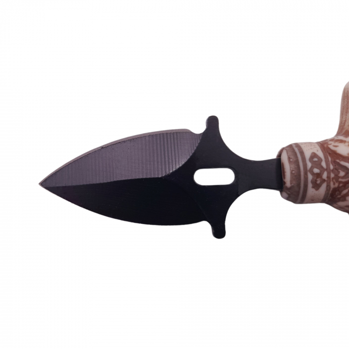 Cutit tactic de vanatoare IdeallStore®, Shaman Goddess, 8.5 cm, negru, teaca cu prindere curea [5]