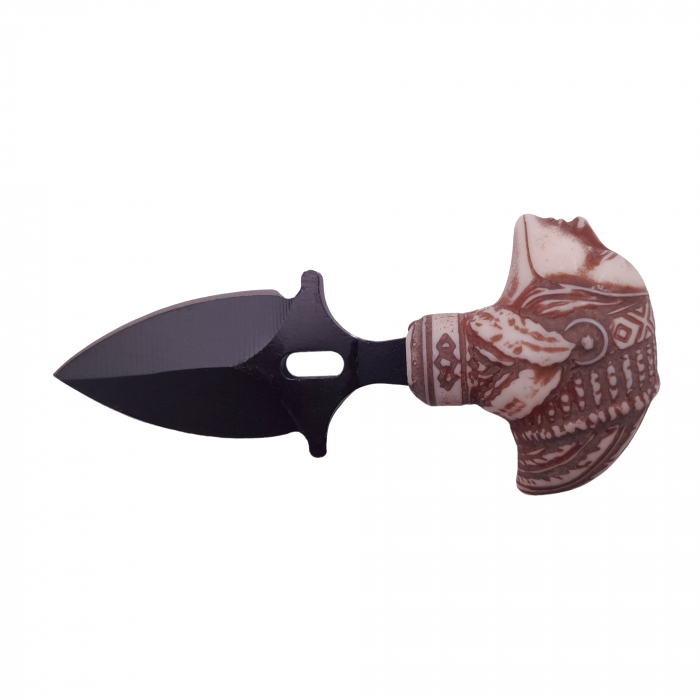 Cutit tactic de vanatoare IdeallStore®, Shaman Goddess, 8.5 cm, negru, teaca cu prindere curea [2]