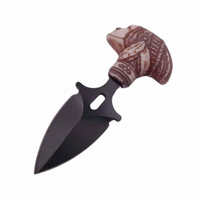 Cutit tactic de vanatoare IdeallStore®, Shaman Goddess, 8.5 cm, negru, teaca cu prindere curea [3]
