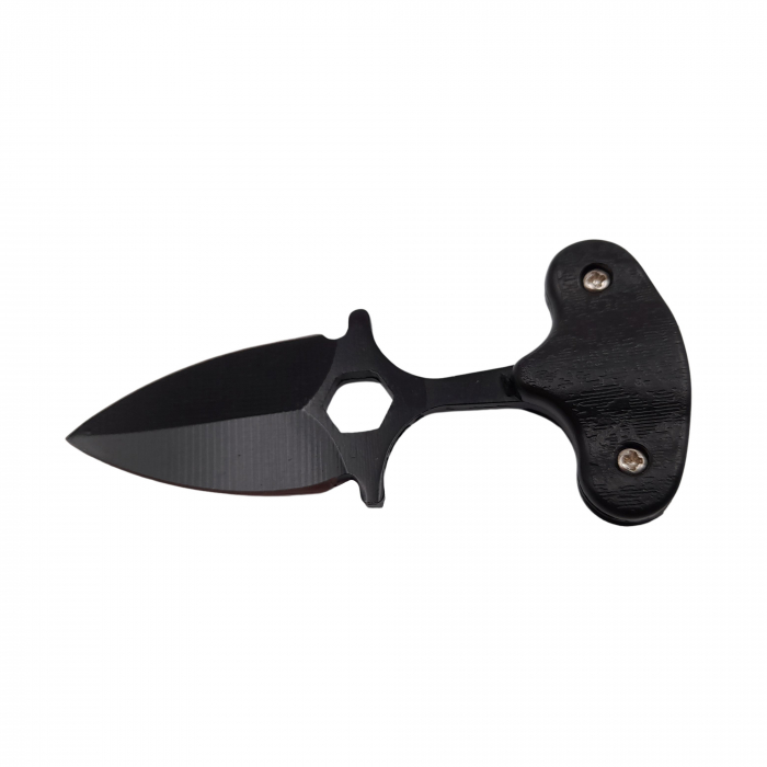 Cutit tactic de vanatoare IdeallStore®, Special Force, 8 cm, negru, teaca cu lant inclusa [3]