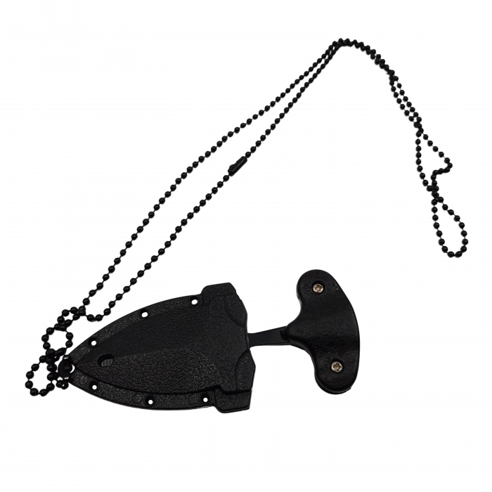 Cutit tactic de vanatoare IdeallStore®, Special Force, 8 cm, negru, teaca cu lant inclusa [7]