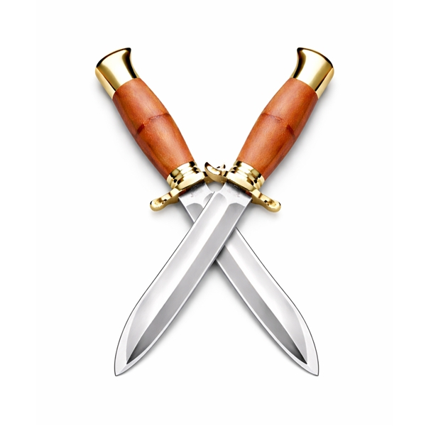 Set de doua cutite de vanatoare, teaca din piele naturala, lama 440C, maner acrilic full tang, 26 cm [14]