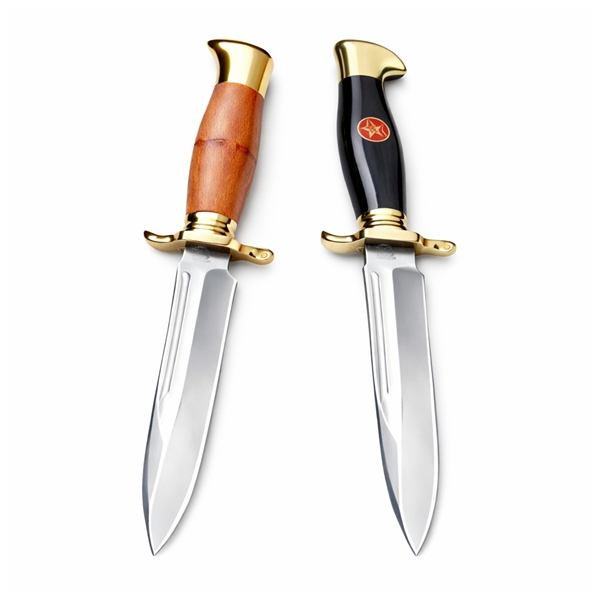 Set de doua cutite de vanatoare, teaca din piele naturala, lama 440C, maner acrilic full tang, 26 cm [2]