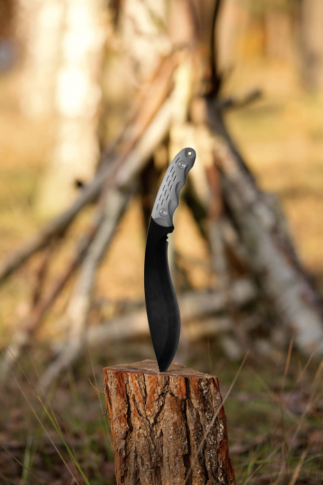 Cutit tip maceta IdeallStore, Mini Kukri, negru, 30 cm, teaca inclusa [7]