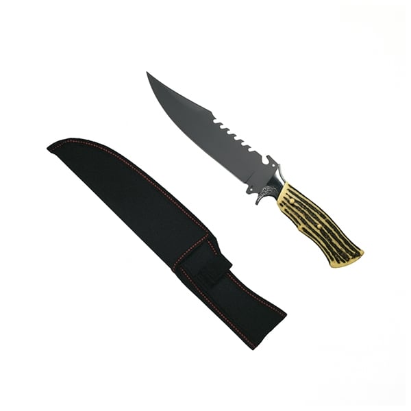 Set trei cutite vanatoare, lama otel zimtata, DEPOX®, 30 cm, teaca inclusa [7]