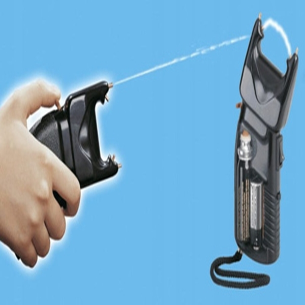 Electrosoc cu spray lacrimogen 2 in 1, IdeallStore®, 200.000 V, Negru [4]