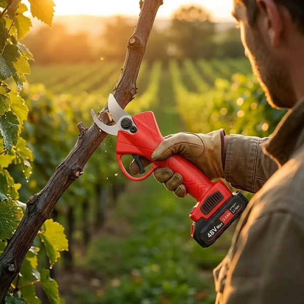 Foarfeca electrica cu 2 Acumulatori, Fără Fir,  DEPOX®, Lamă Otel Carbon, 5000 mAh, Roșu [5]