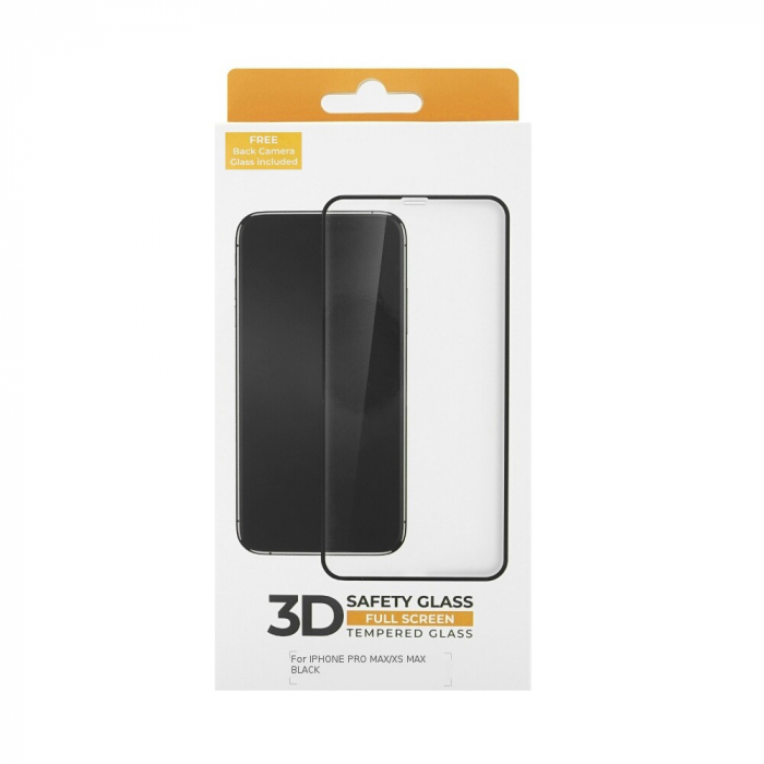 Folie de sticla securizata IdeallStore® pentru protectie compatibila iPhone 11 PRO Max/XS Max, 3D, Anti-spy, neagra, acoperire full-cover [3]