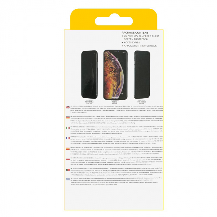 Folie de sticla securizata IdeallStore® pentru protectie compatibila iPhone 12 Pro Max, 3D, Anti-spy, neagra, acoperire full-cover [3]