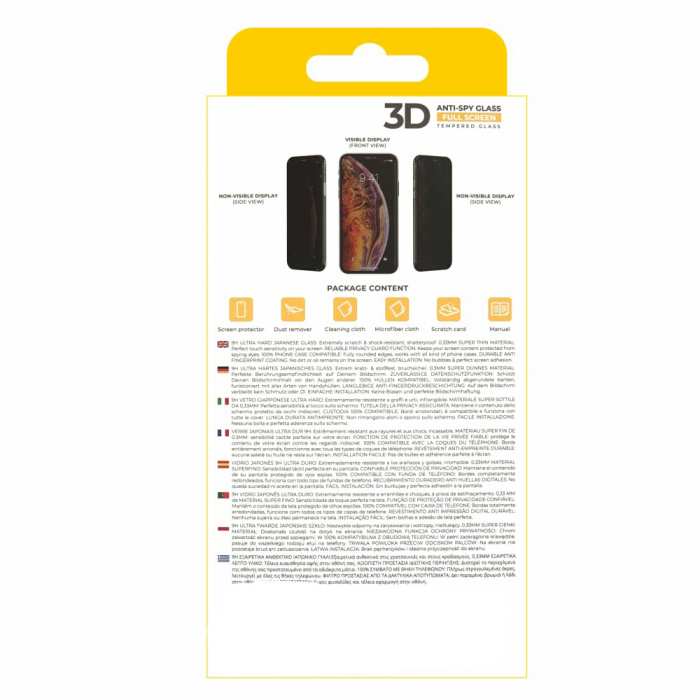 Folie de sticla securizata IdeallStore® pentru protectie compatibila iPhone 13/13 Pro, Anti-spy, neagra, acoperire full-cover [3]