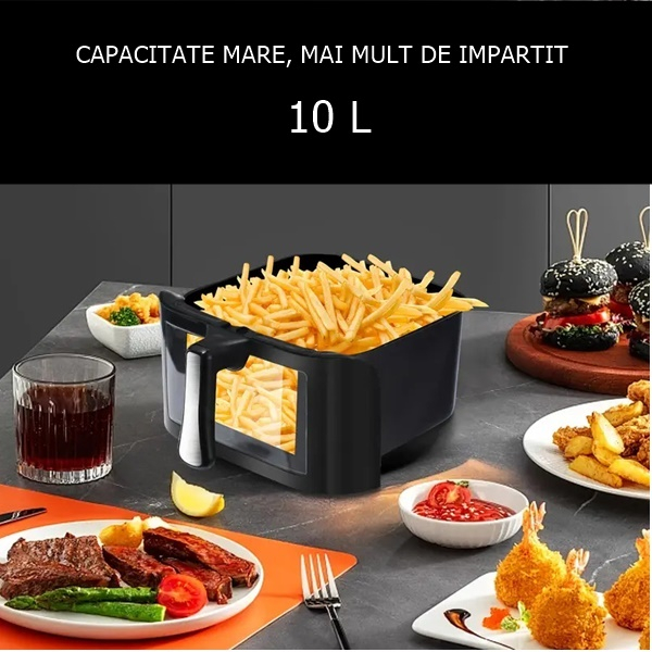 Friteuza cu Aer Cald 10L, Fereastra Vizuala si Ecran Tactil Inteligent, 2400 W [8]