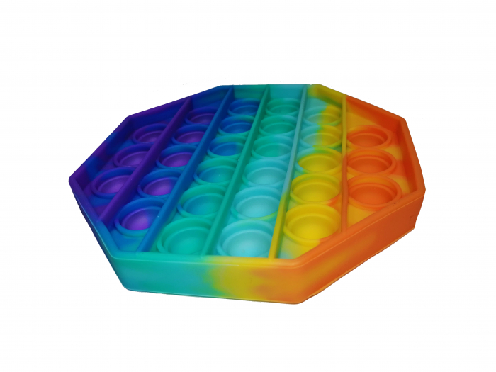 Jucarie antistres, Pop it, silicon, hexagon, 12.5 cm, multicolor [3]