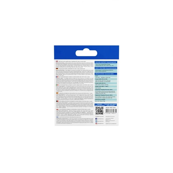 Încărcător Prio Fast Charger 25W PD PPS (USB C) + QC 3.0 (USB A), Alb [6]