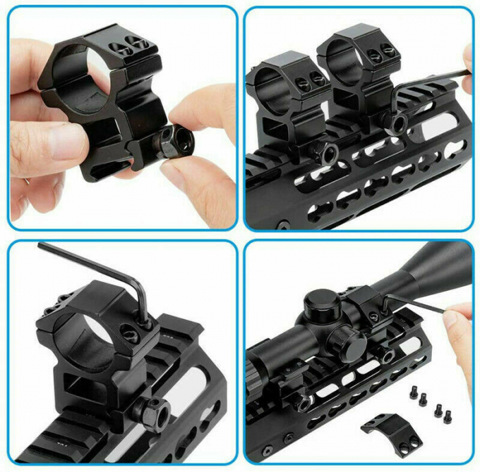 Inele de montura pentru lunete airsoft, 22 mm, metalice, negre [5]