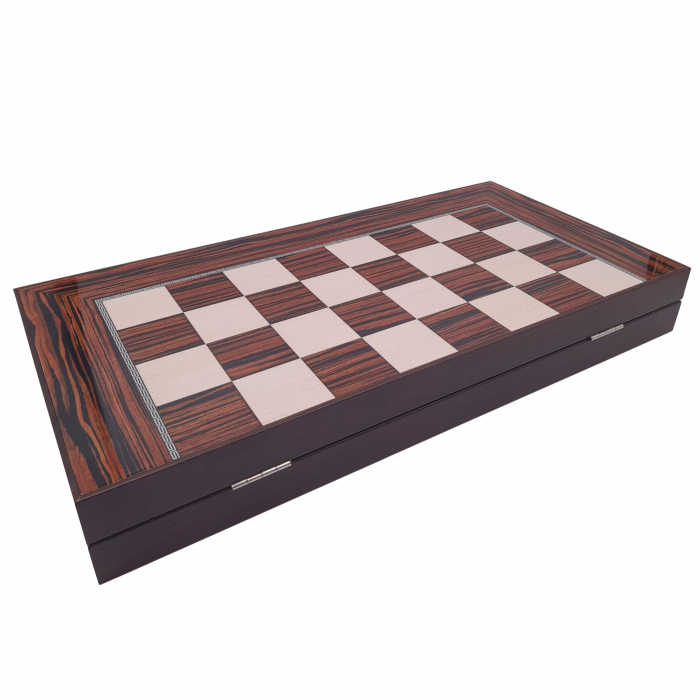 Joc table si dame IdeallStore®, Backgammon Expert, lemn lucios, inchidere magnetica, 48 cm, maro [4]
