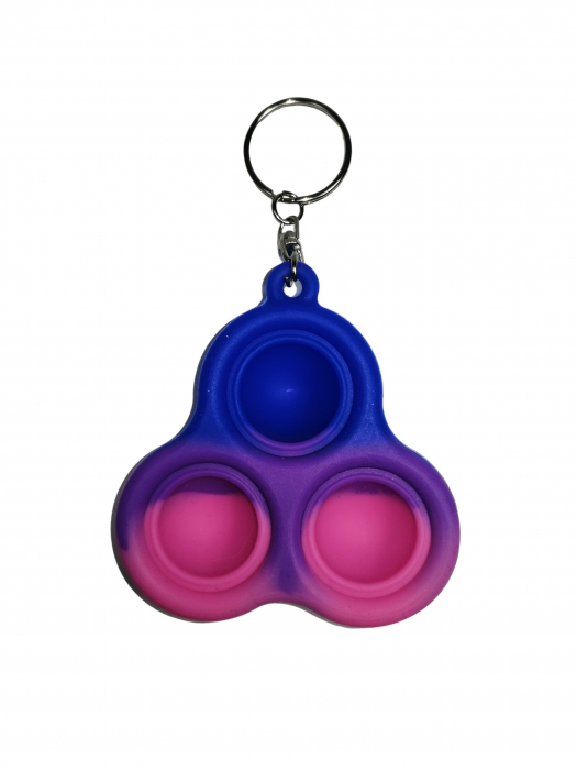 Jucarie antistres, Pop it, breloc, silicon, triunghi, 8 cm, multicolor [2]