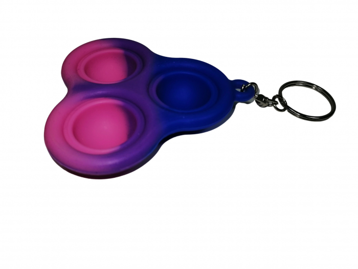 Jucarie antistres, Pop it, breloc, silicon, triunghi, 8 cm, multicolor [4]