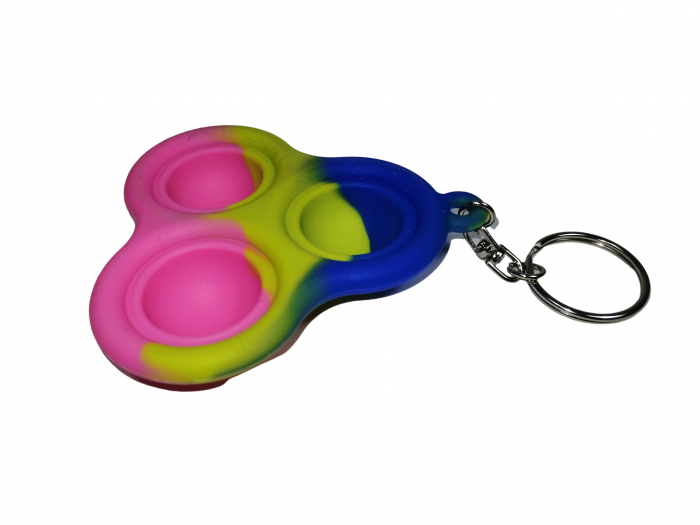 Jucarie antistres, Pop it, breloc, silicon, triunghi, 8 cm, tricolor [4]