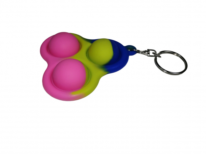 Jucarie antistres, Pop it, breloc, silicon, triunghi, 8 cm, tricolor [3]