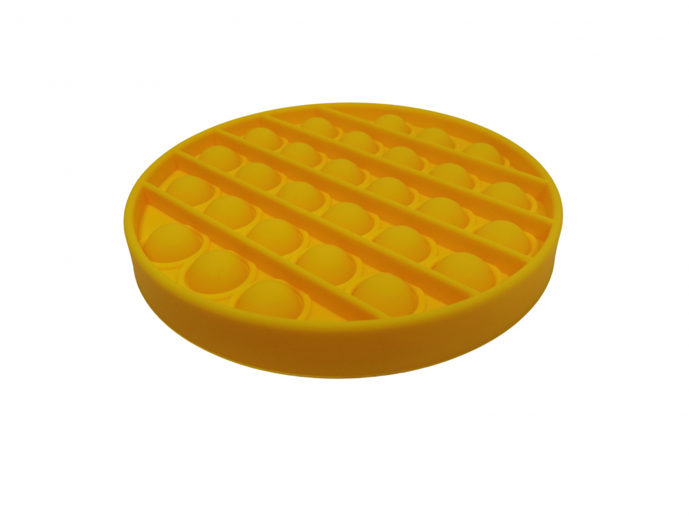 Jucarie antistres, Pop it, silicon, 13 cm, galben, bila marble inclusa [2]