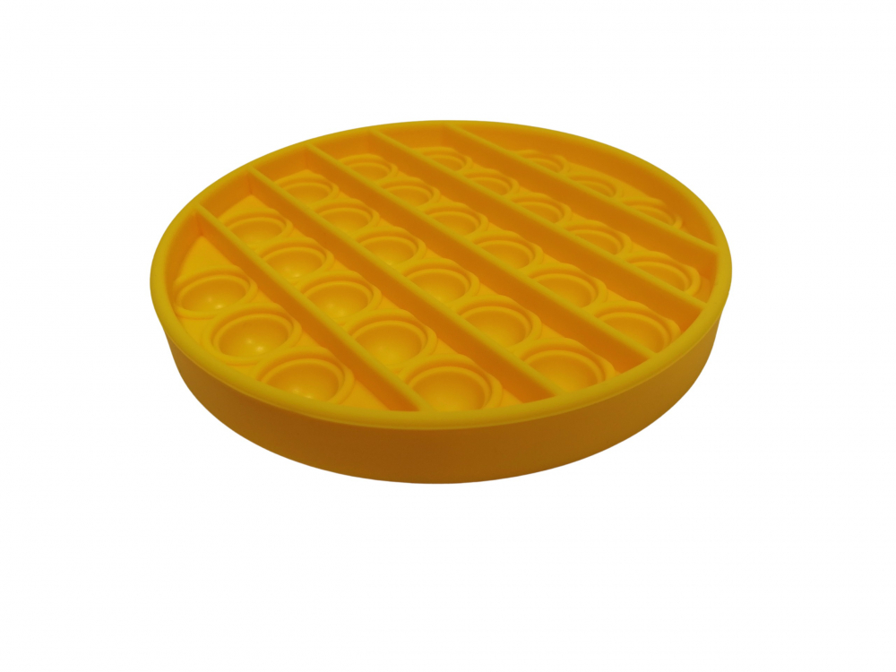 Jucarie antistres, Pop it, silicon, 13 cm, galben, bila marble inclusa [3]