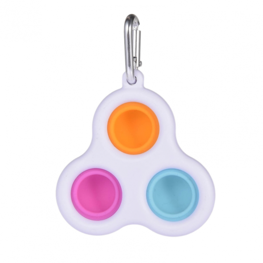 Jucarie antistres, Pop it, tip breloc, model triunghi, 8 cm, multicolor [2]