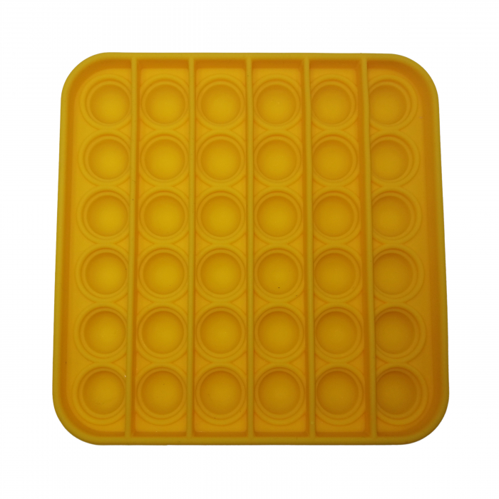 Jucarie antistres, Pop it, silicon, patrat, 12.5 cm, galben [3]