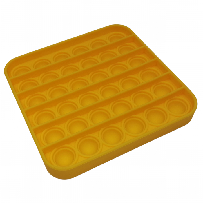 Jucarie antistres, Pop it, silicon, patrat, 12.5 cm, galben [4]