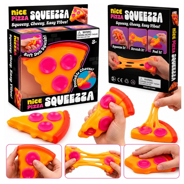 Jucărie Antistres Squeeza– Squishy Elastic în Formă de Felie de Pizza DEPOX®, 9 cm, portocaliu [2]