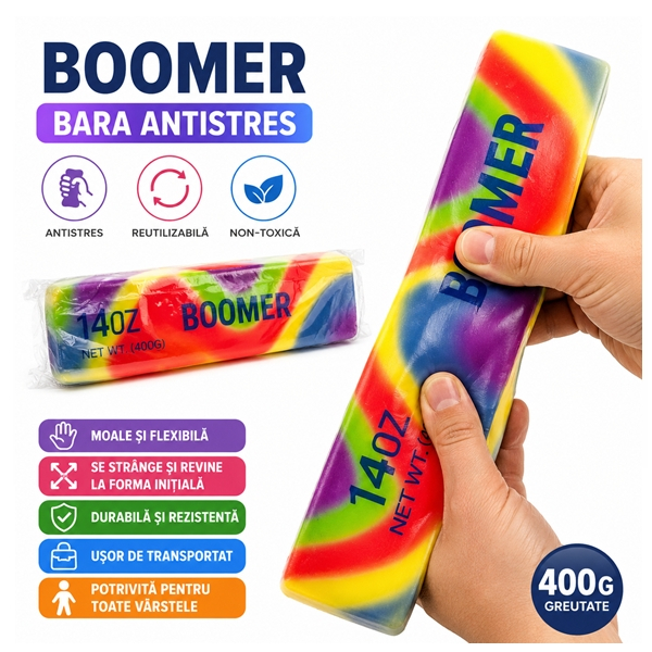 Jucărie Antistres Squishy Boomer Rainbow  DEPOX®, 400 g, multicolor [2]