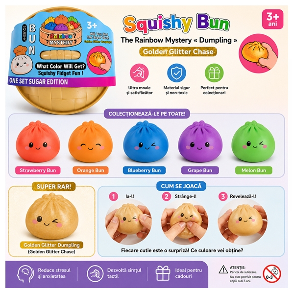 Jucarie Squishy Bun, DEPOX®, The Rainbow Mystery, multicolor [2]