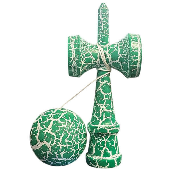 Kendama X Originala, Profesionala, DEPOX®, Cracked, Lemn, 18 cm, Verde/Alb [2]