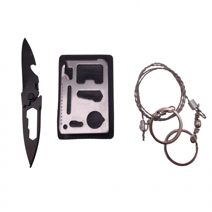 Kit de supravietuire IdeallStore®, Self Saviour, 12 elemente multifunctionale, negru [4]
