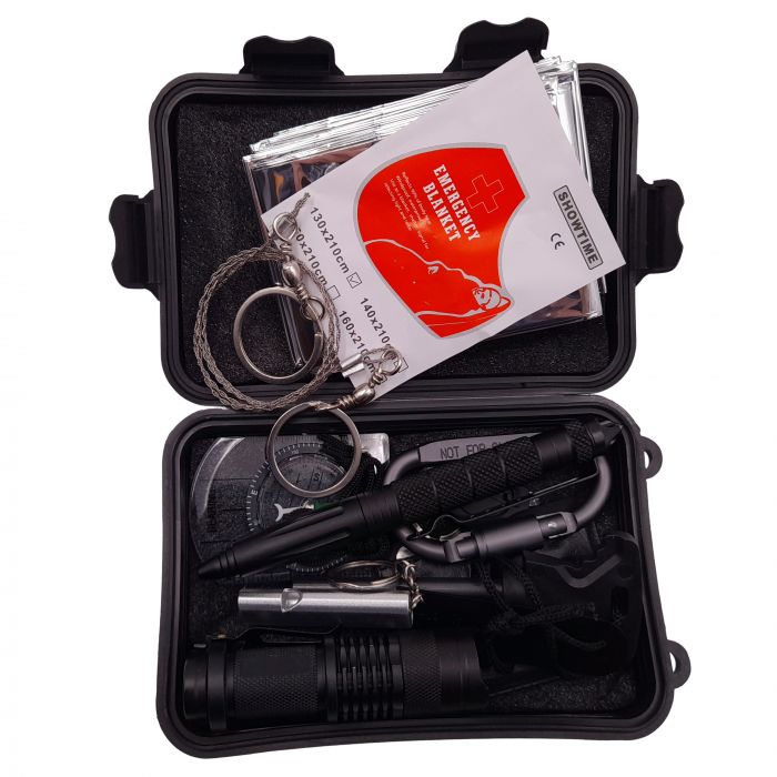 Kit supravietuire IdeallStore®, True Saviour, 13 elemente multifunctionale, negru [3]