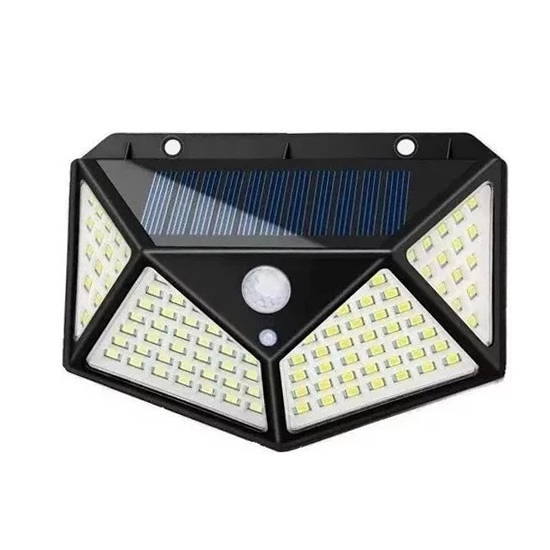 Lampa solara de perete IdeallStore®, Bright Night, 100 LEDuri, senzor de miscare, plastic, negru [2]
