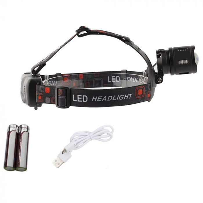 Lanterna de cap IdeallStore®, Hiking Ranger, zoom, intensitate interschimbabila, aluminiu, negru [7]