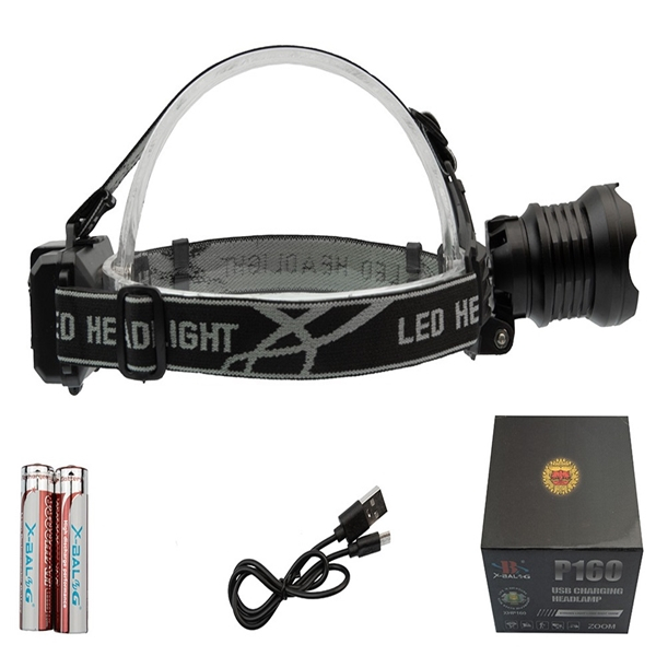 Lanterna de cap LED XHP160 Ultra-Bright , IdeallStore®, zoom, intensitate interschimbabila, aluminiu, negru [3]