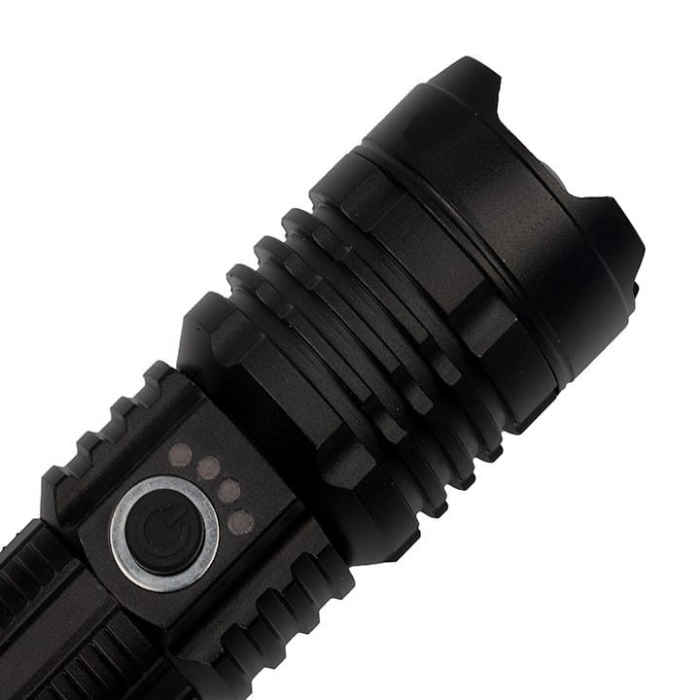 Lanterna de supravietuire IdeallStore®, Gefahrenhelfer, metalica, LED, USB, zoom, negru [11]