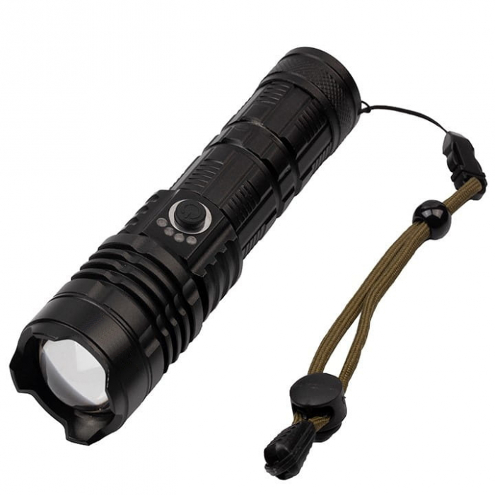 Lanterna de supravietuire IdeallStore®, Gefahrenhelfer, metalica, LED, USB, zoom, negru [2]