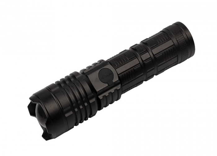 Lanterna de supravietuire IdeallStore®, Gefahrenhelfer, metalica, LED, USB, zoom, negru [9]