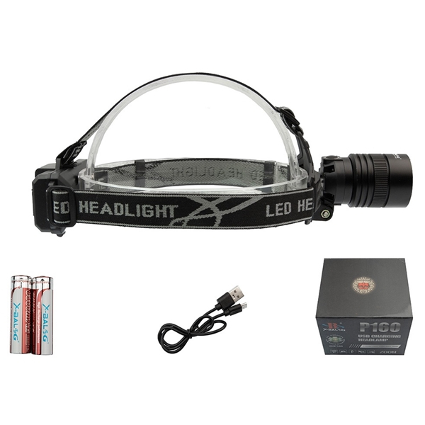 Lanterna puternica de cap LED XHP160 , IdeallStore®, profesionala , intensitate interschimbabila, aluminiu, negru [3]