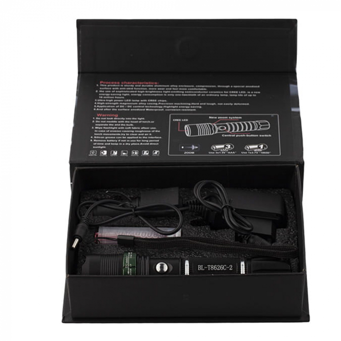 Lanterna UV IdeallStore®, Power Style, 5000 lumeni, doua diade, functie zoom, full metalic, 15 cm [11]