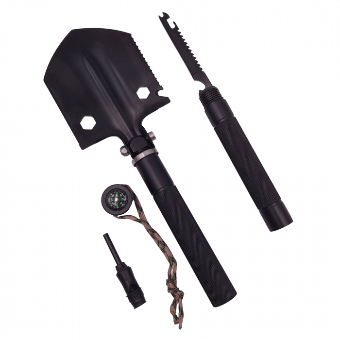 Lopata multifunctionala IdeallStore®, Camper Society, 8 in 1, otel inoxidabil, 47 cm, negru [2]